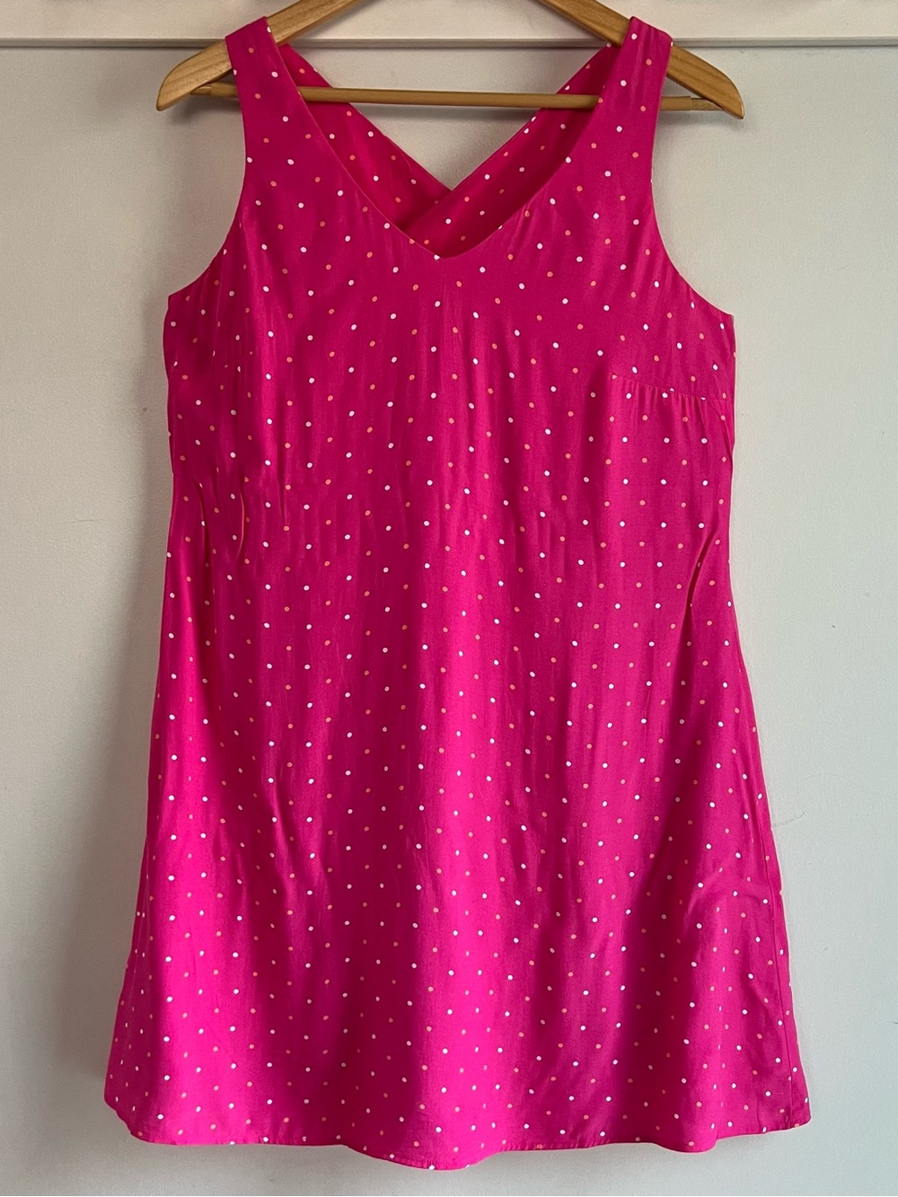 LOFT Pink Polka Dot Sleeveless Cross Back Shift Dress Women’s Small NWT